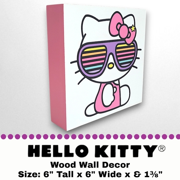 Hello Kitty Sanrio Wood Wall Art / Standing Rainbow Sunglasses - NWT - Picture 5 of 5